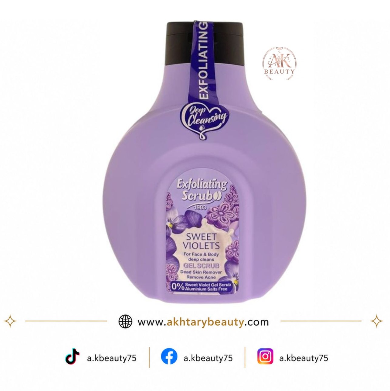 Fruit of the Wokali Sweet Violets Exfoliating Gel Scrub 500ml | Deep Cleansing Face & Body Exfoliating Scrub