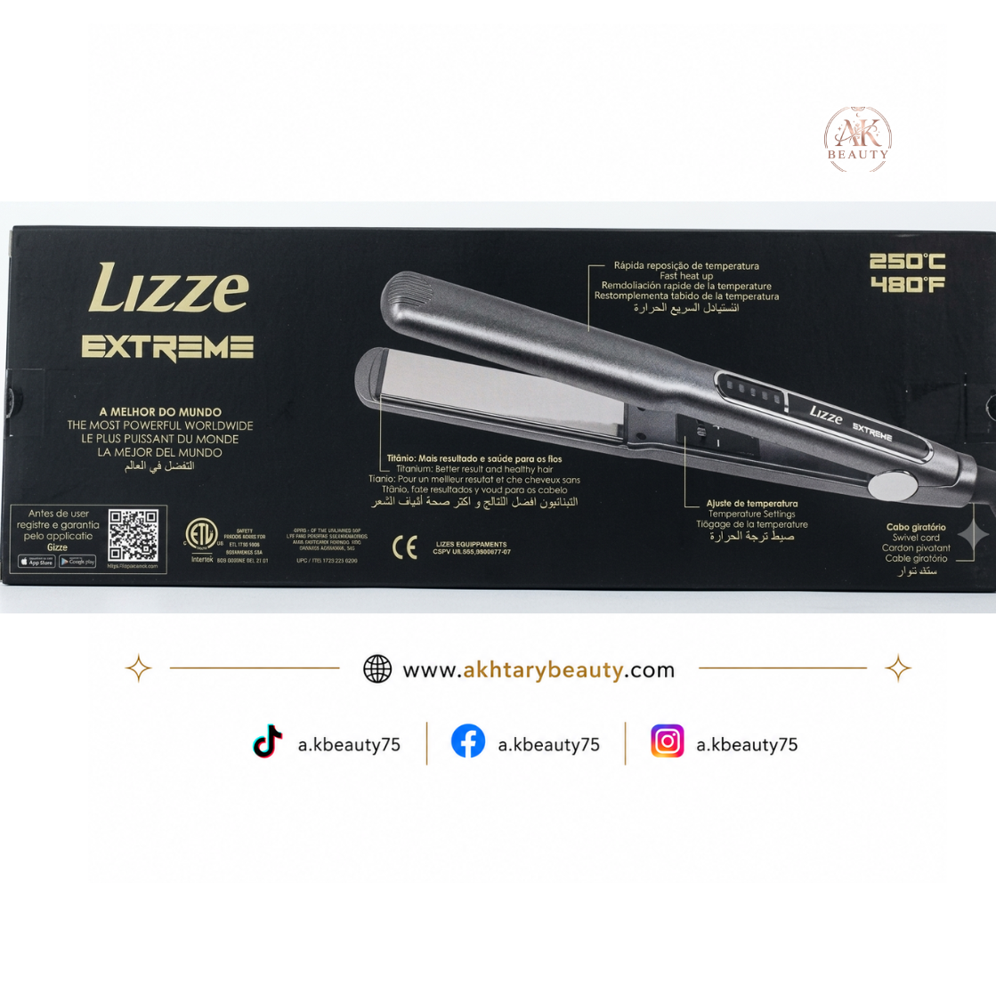 Lizze Extreme Professional Titanium Hair Straightener 127V/220V | Original Professional Flat Iron 250°C