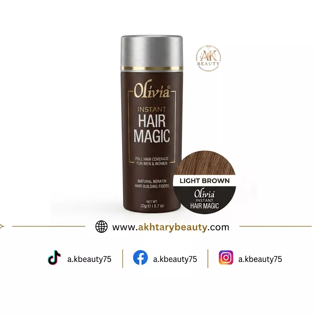 Olivia Instant Hair Magic Hair Building Fibers Light Brown | Natural Keratin Hair Thickening Fibers