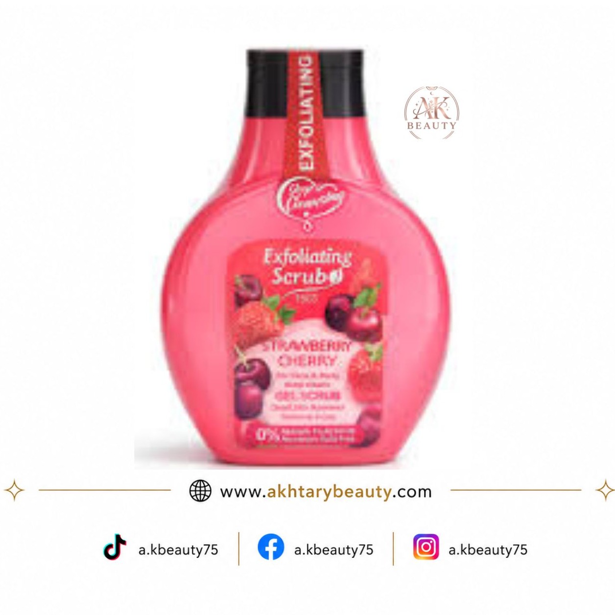 Fruit of the Wokali Strawberry Cherry Exfoliating Gel Scrub 500ml | Deep Cleansing Face & Body Exfoliating Gel
