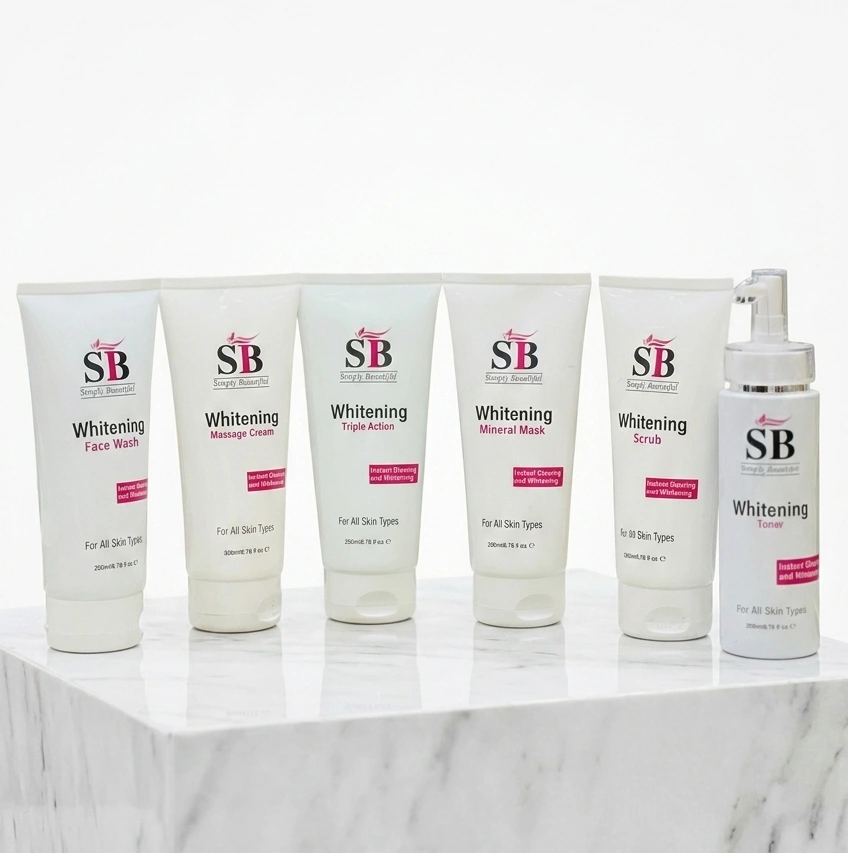 SB (Simply Beautiful) Whitening Facial Kit 6x | Professional Brightening Facial Treatment Kit for Glowing Skin