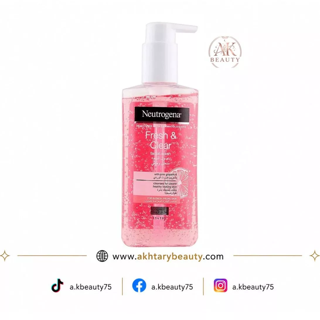 Neutrogena Fresh & Clear Pink Grapefruit Facial Wash 200ml | Oil-Free Daily Gel Cleanser for Blemish-Prone Skin