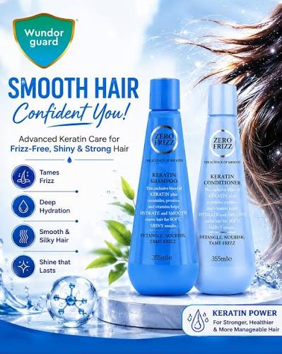Zero Frizz Keratin Shampoo 355ml | Professional Anti-Frizz Smoothing & Repair Shampoo - 2
