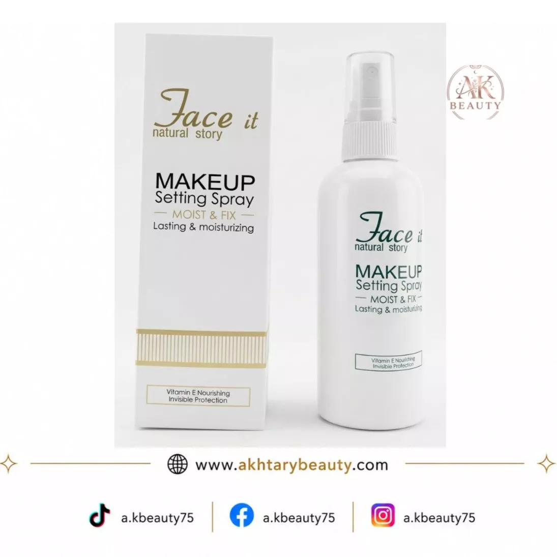 Face It Natural Story Moist & Fix Makeup Setting Spray 60ml | Long-Lasting Moisturizing Makeup Fixer with Vitamin E