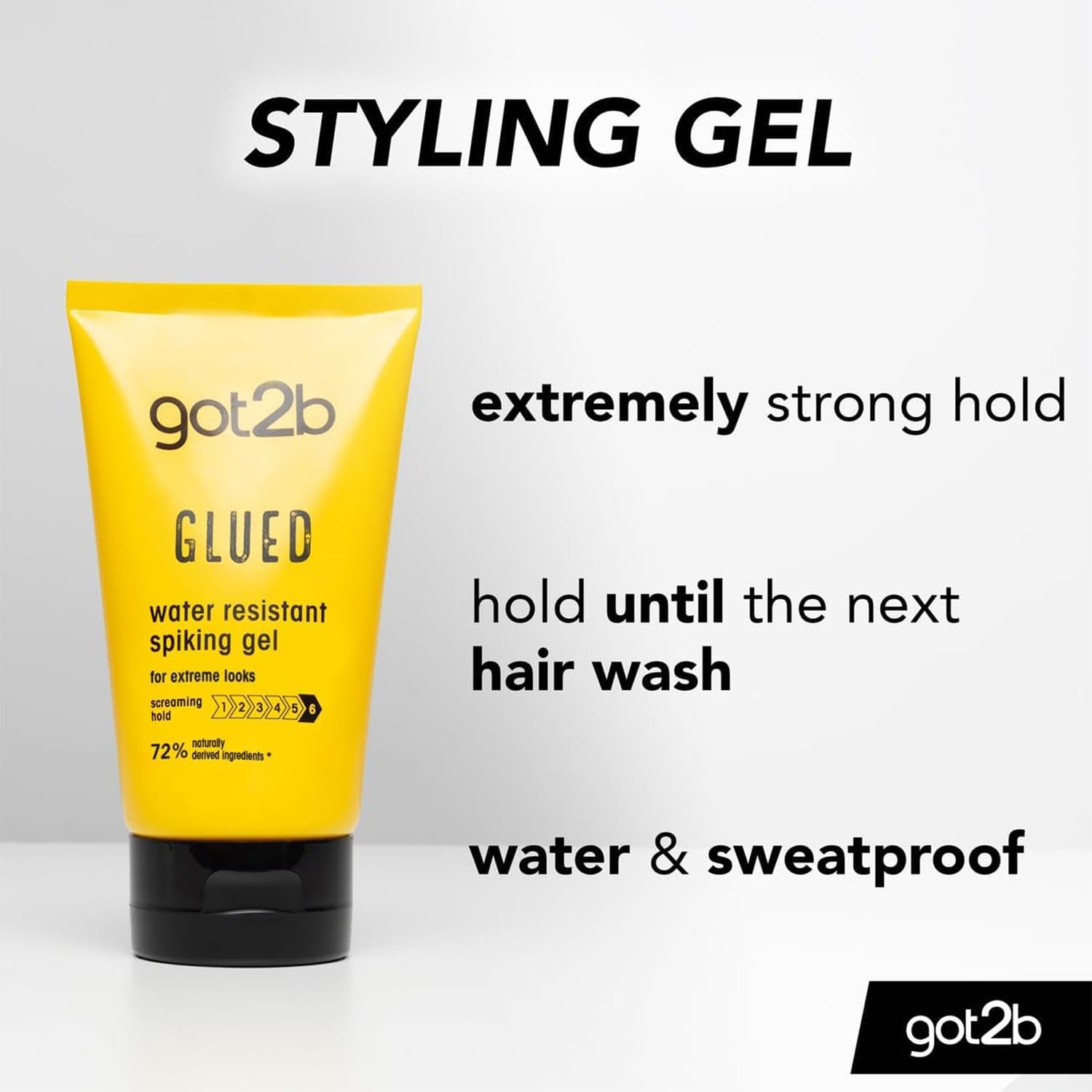 Schwarzkopf Got2b Glued Water Resistant Spiking Gel 150ml | Ultra Strong Hold Hair Styling Gel