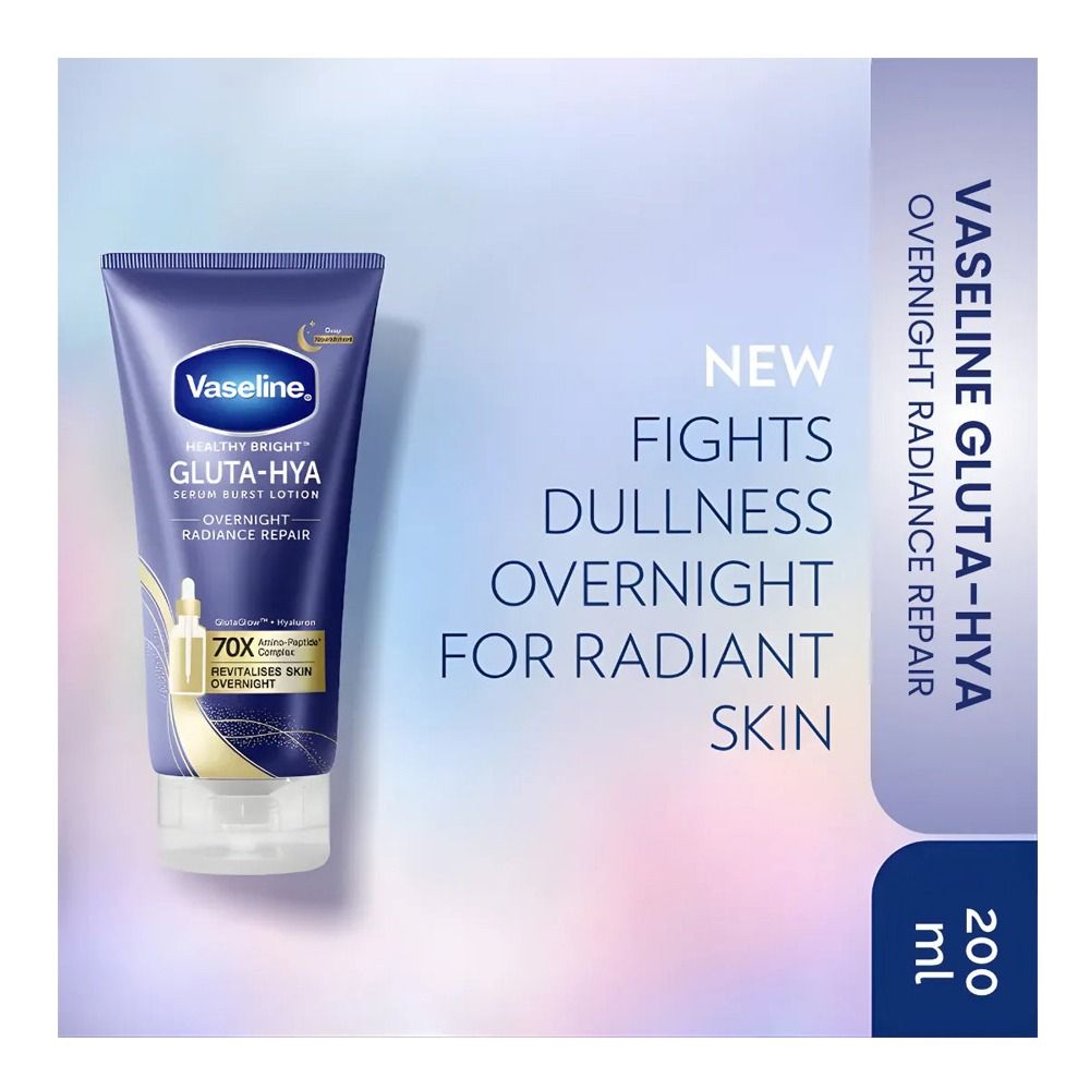 Vaseline Healthy Bright Gluta-Hya Overnight Radiance Repair Serum Burst Lotion for Overnight Hydration & Radiance 200ml | Vaseline Gluta-Hya Overnight Radiance Repair Lotion - 2