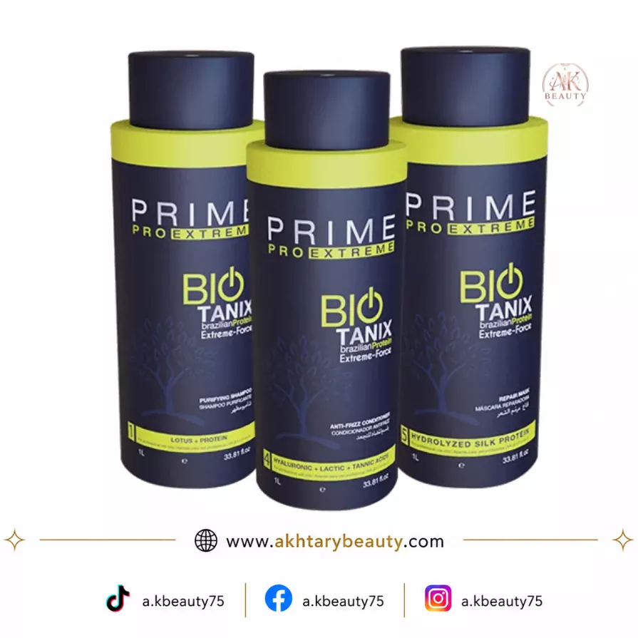 Prime Pro Extreme Bio Tanix Brazilian Protein Extreme-Force Kit 3x100ml | Professional 3-Step Hair Smoothing & Repair Treatment