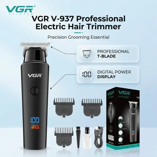 VGR V-937 Professional Cordless Hair & Beard Trimmer with 2000mAh Battery & LED Display | VGR V-937 Professional Hair Trimmer
