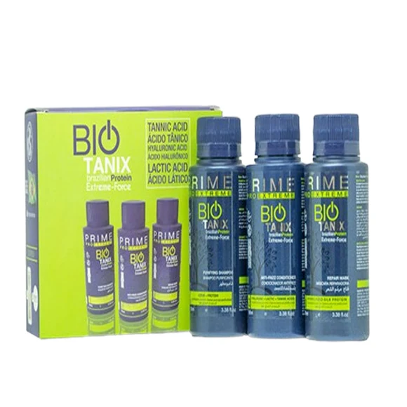 Prime Pro Extreme Bio Tanix Brazilian Protein Extreme-Force Kit 3x100ml | Professional 3-Step Hair Smoothing & Repair Treatment - 4