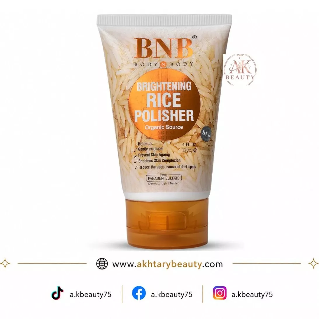 BNB Body N Body Organic Source Brightening Rice Polisher 120ml | Facial Exfoliating Polisher for Smooth & Radiant Skin