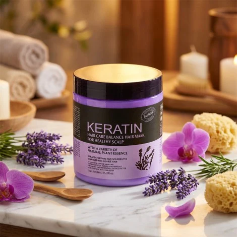Keratin Hair Care Balance Hair Mask 1000ml | Lavender & Natural Plant Essence Deep Nourishing Hair Treatment - 3