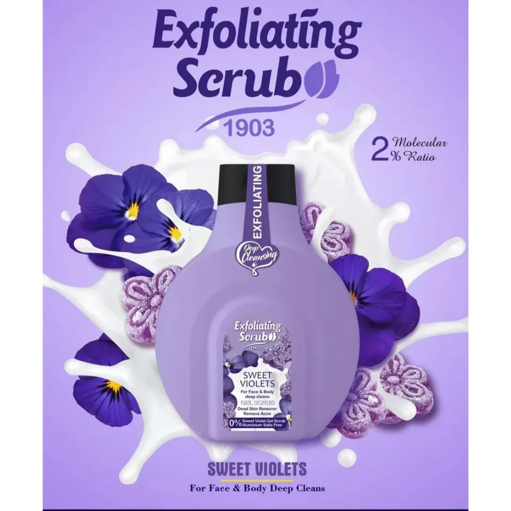 Fruit of the Wokali Sweet Violets Exfoliating Gel Scrub 500ml | Deep Cleansing Face & Body Exfoliating Scrub - 3