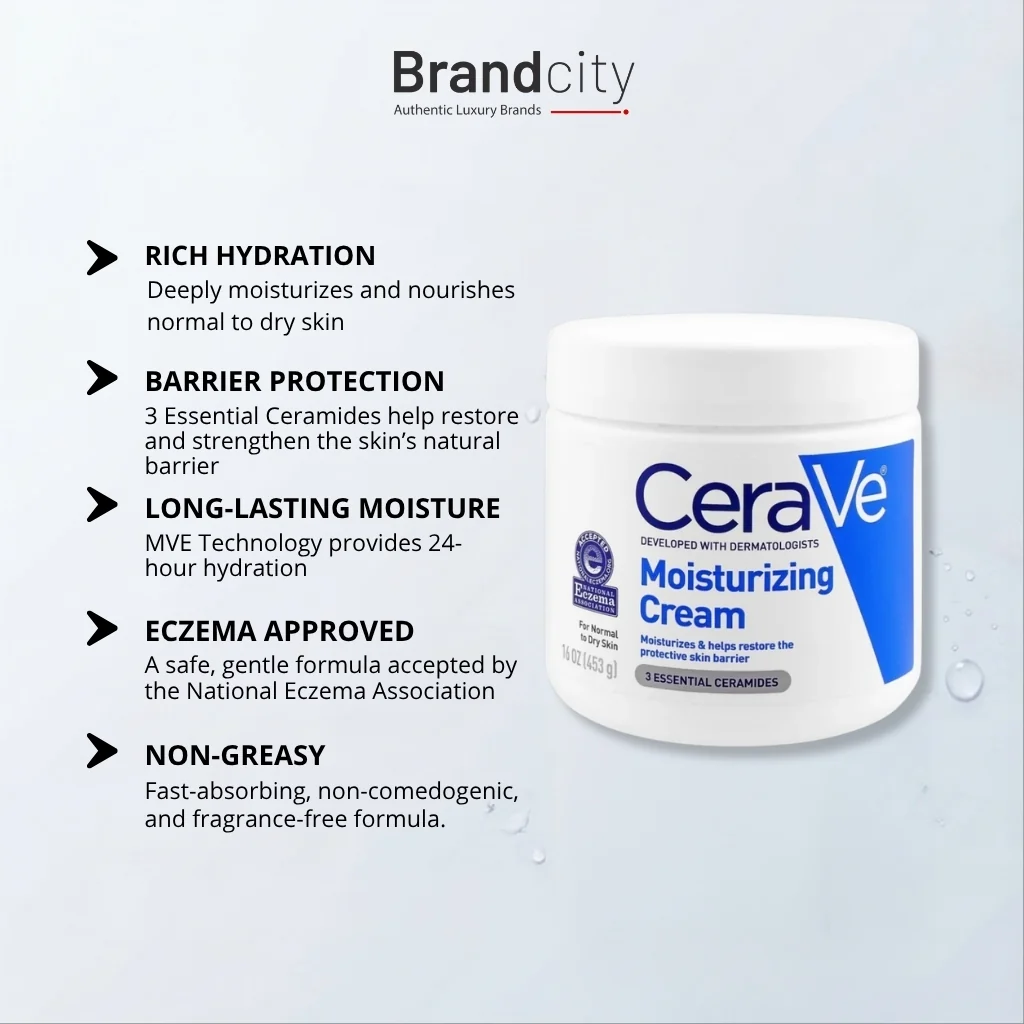 CeraVe Moisturizing Cream with Ceramides & Hyaluronic Acid for Normal to Dry Skin 453g | CeraVe Moisturizing Cream 453g - 3