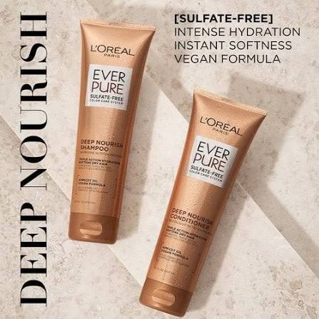Loreal Paris EverPure Sulfate Free Deep Nourish SLOPhampoo with Apricot Oil   Nourishing Shampoo for Dry & Color Treated Hair