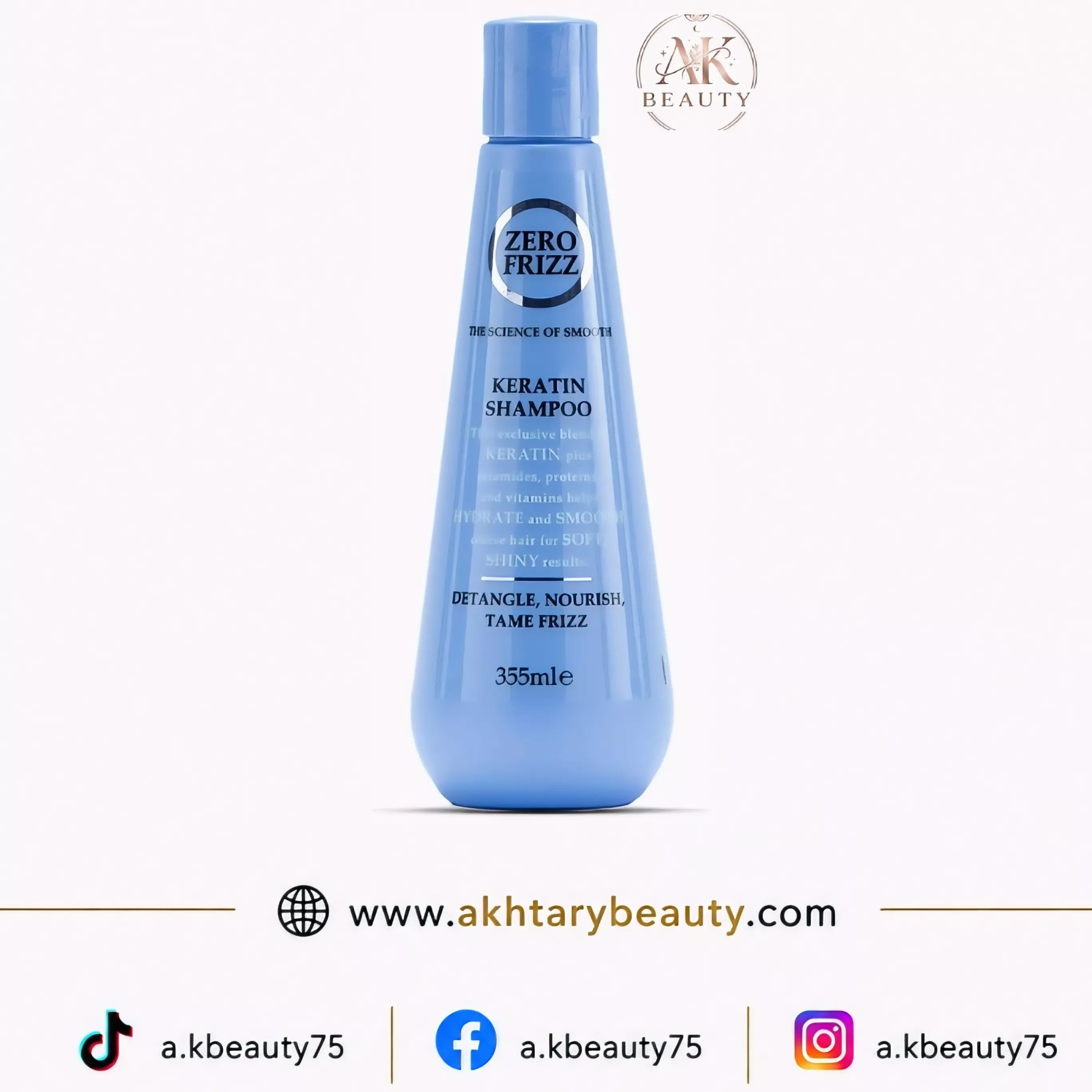 Zero Frizz Keratin Shampoo 355ml | Professional Anti-Frizz Smoothing & Repair Shampoo