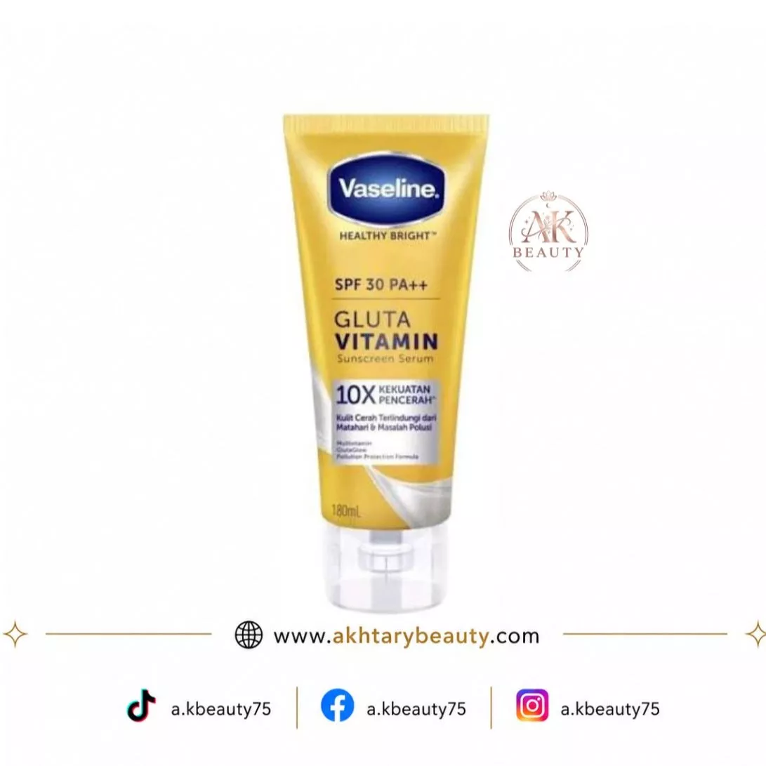 Vaseline Healthy Bright SPF 30 PA++ Gluta Vitamin Sunscreen Serum for Body Brightening & Sun Protection 180ml | Vaseline Gluta Vitamin Sunscreen Serum