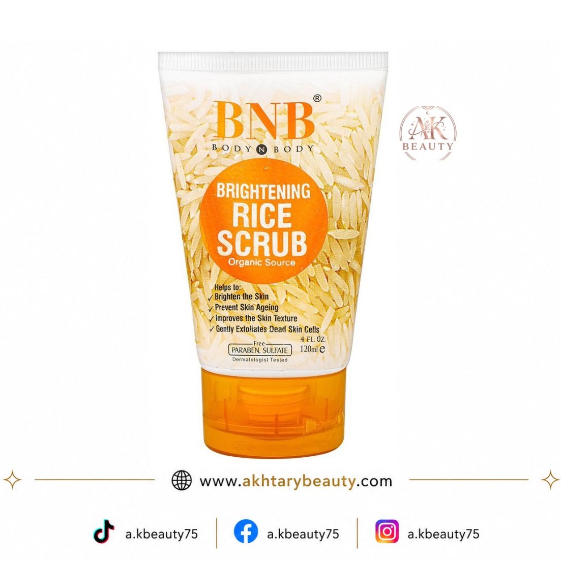 BNB Body N Body Brightening Rice Scrub 120ml | Face & Body Exfoliating Scrub for Smooth & Radiant Skin