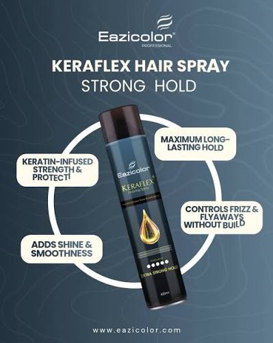 Eazicolor Keraflex+ Finishing Spray 420ml | Professional Strong Hold Hair Finishing Spray
