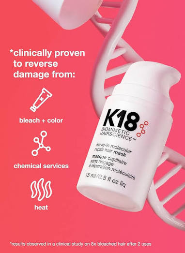 K18 Biomimetic Hairscience Leave-In Molecular Repair Hair Mask 50ml | Professional Leave-In Hair Damage Repair Treatment
