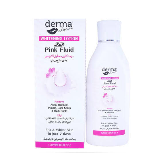 Derma Clean 3D Pink Fluid Whitening Lotion 120ml | Brightening & Moisturizing Face and Body Lotion