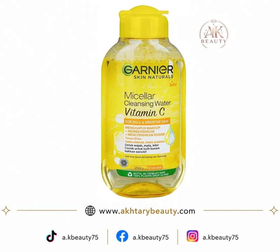 Garnier Skin Naturals Micellar Cleansing Water with Vitamin C 125ml | Brightening Micellar Water for Dull & Sensitive Skin
