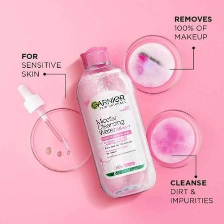 Garnier Skin Naturals Micellar Cleansing Water Rose Water 125ml | Gentle Makeup Remover for Normal to Dry Skin