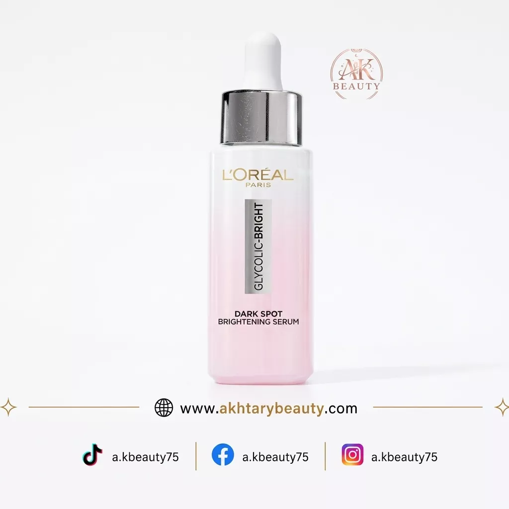 Loreal paris Glycolic Bright Instant Glowing Serum 30ml | 1% Glycolic Acid Anti-Dark Spot & Brightening Face Serum
