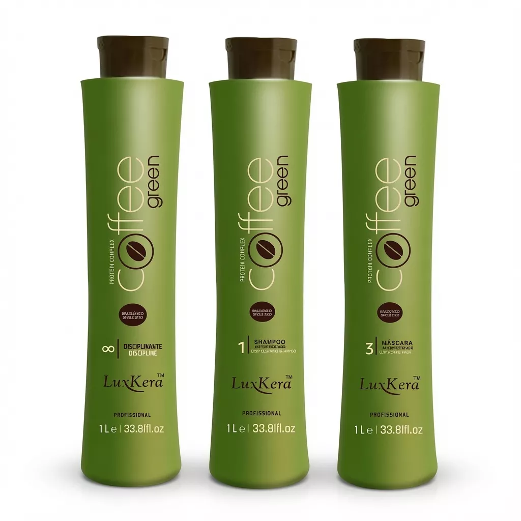 Honma Tokyo Coffee Green Professional 3-Step Brazilian Keratin Hair Treatment Kit 3x | Deep Cleaning Shampoo, Smoothing Treatment & Finishing Mask