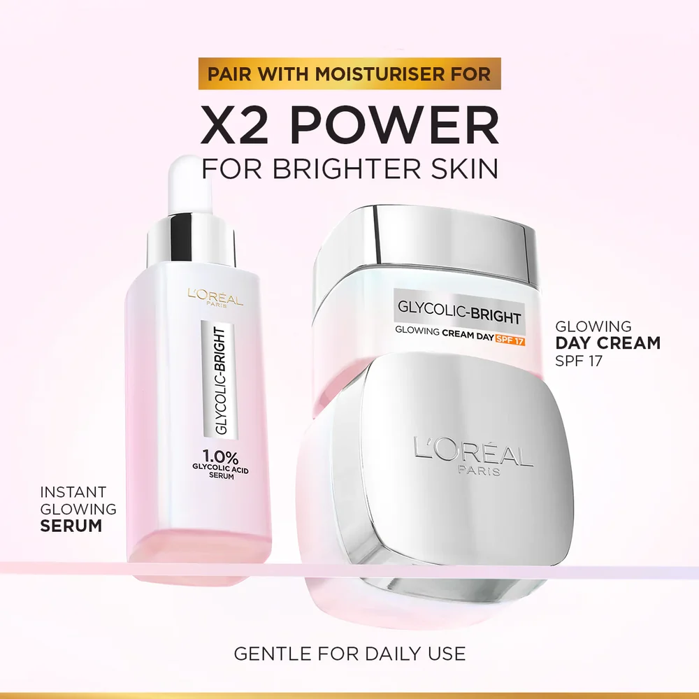 Loreal paris Glycolic Bright Instant Glowing Serum 30ml | 1% Glycolic Acid Anti-Dark Spot & Brightening Face Serum - 4