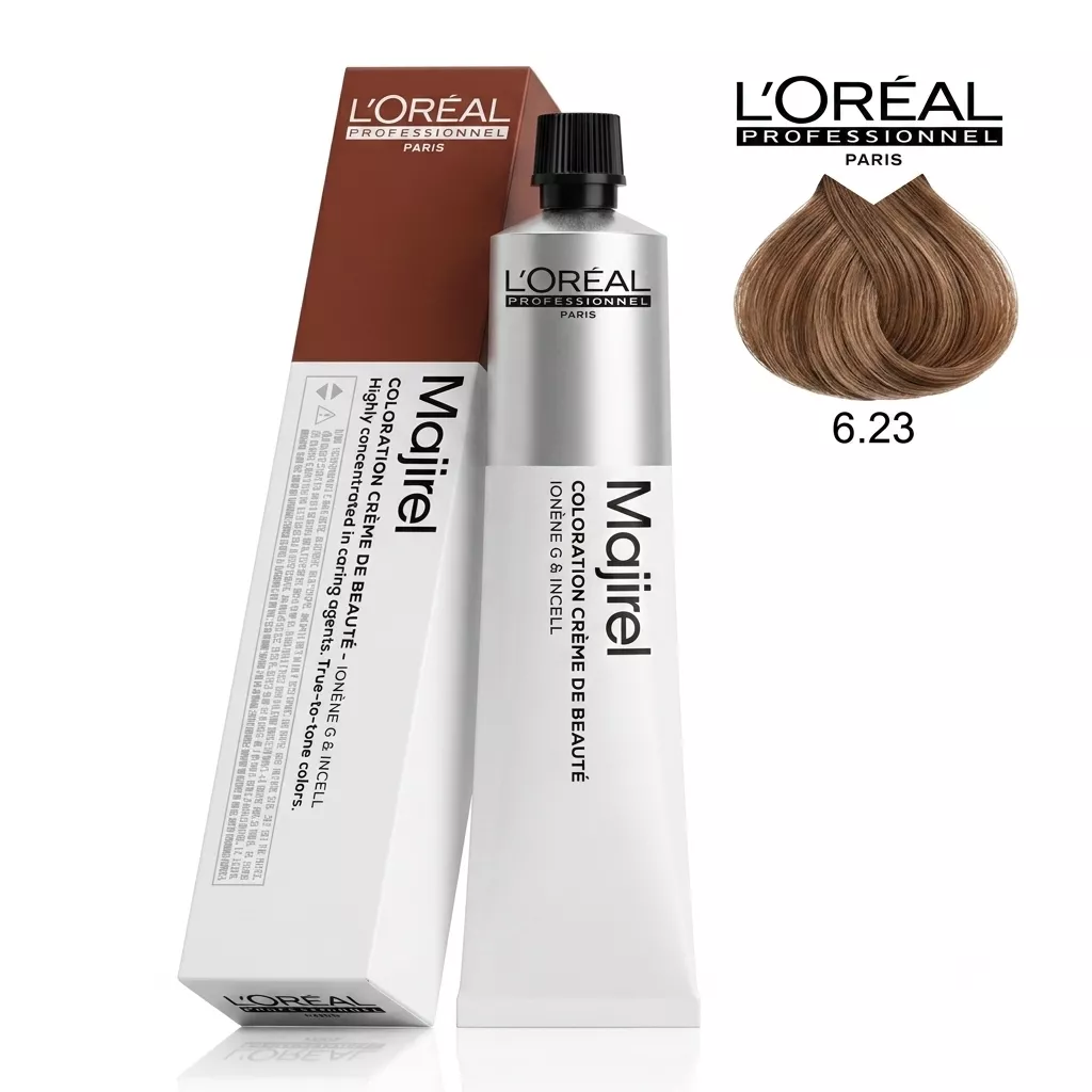 Loreal Majirel Hair Coloring Cream 6.23 Iridescent Golden Dark Blonde 60ml | Professional Permanent Hair Color with 100% Gray Coverage