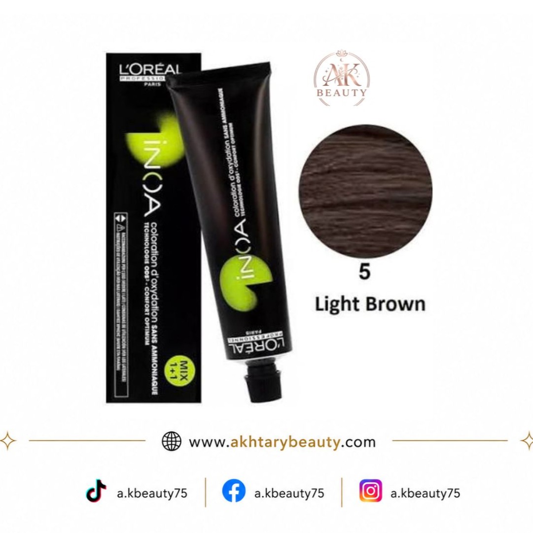 L'Oréal Professionnel INOA No Ammonia Permanent Hair Color – Shade 5 Light Brown