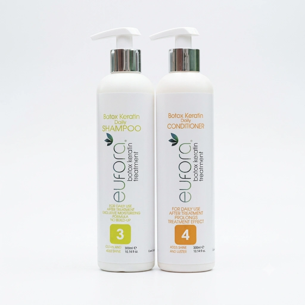 Eufora Botox Keratin Daily Shampoo & Daily Conditioner (Step 3 & Step 4) | Sulfate-Free Hair Care Duo for Keratin-Treated Hair