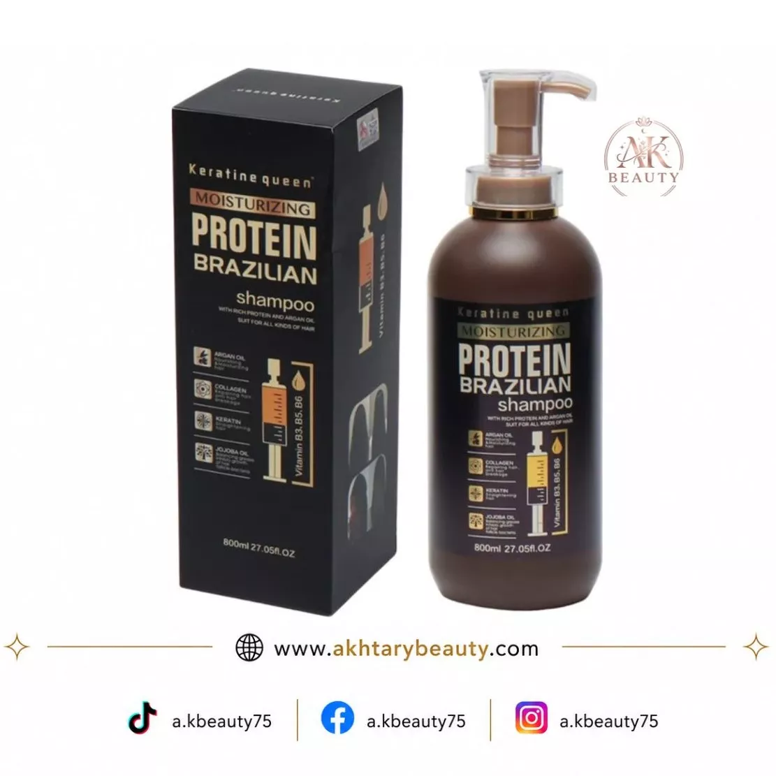 Keratine Queen Moisturizing Protein Brazilian Shampoo 800ml | Keratin, Collagen & Argan Oil Shampoo