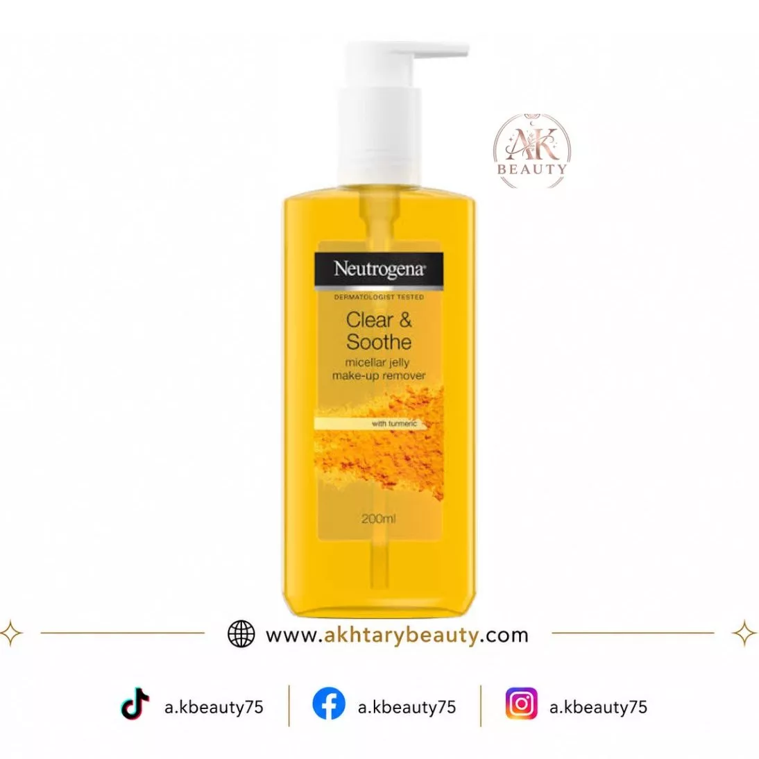 Neutrogena Clear & Soothe Micellar Jelly Make-Up Remover 200ml | Oil-Free Makeup Remover with Turmeric